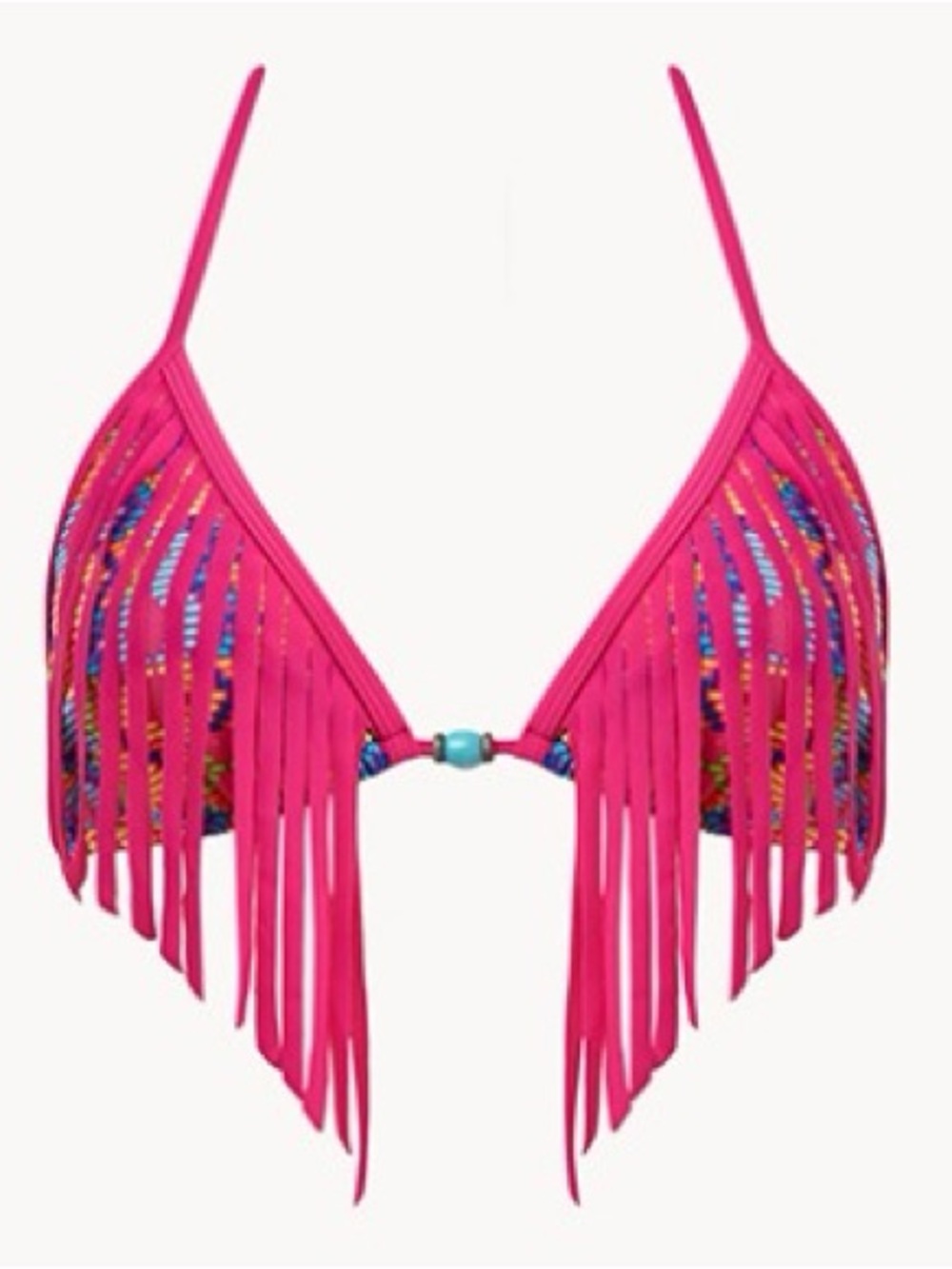 Fringed Pink Multicolor Bikini Set - Picture 2 of 3